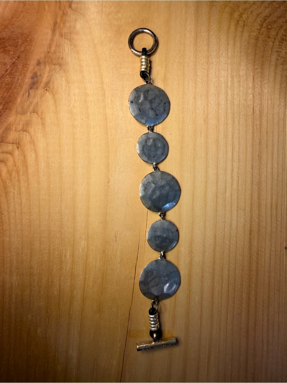 Kenneth Cole Hammered silver Disc Toggle Bracelet